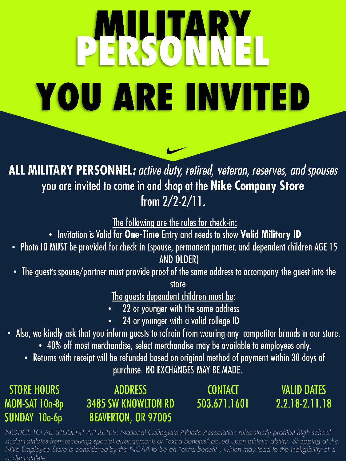 how to apply military discount online nike